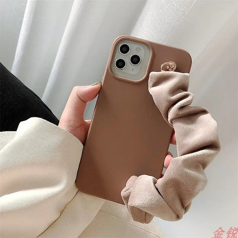 Shirred Fabric Hand Strap Phone Case - iPhone 13 Pro Max / 13 Pro / 13 / 13 mini / 12 Pro Max / 12 Pro / 12 / 12 mini / 11 Pro Max / 11 Pro / 11 / SE / XS Max / XS / XR / X / SE 2 / 8 / 8 Plus / 7 / 7 Plus  / 6 / 6 Plus-4