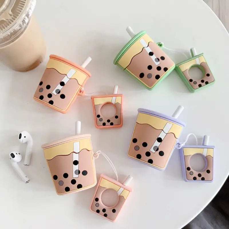 Silicone Bubble Tea Airpods Earphone Case Skin Fz140 - 