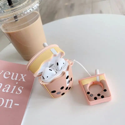 Silicone Bubble Tea Airpods Earphone Case Skin Fz140 - 