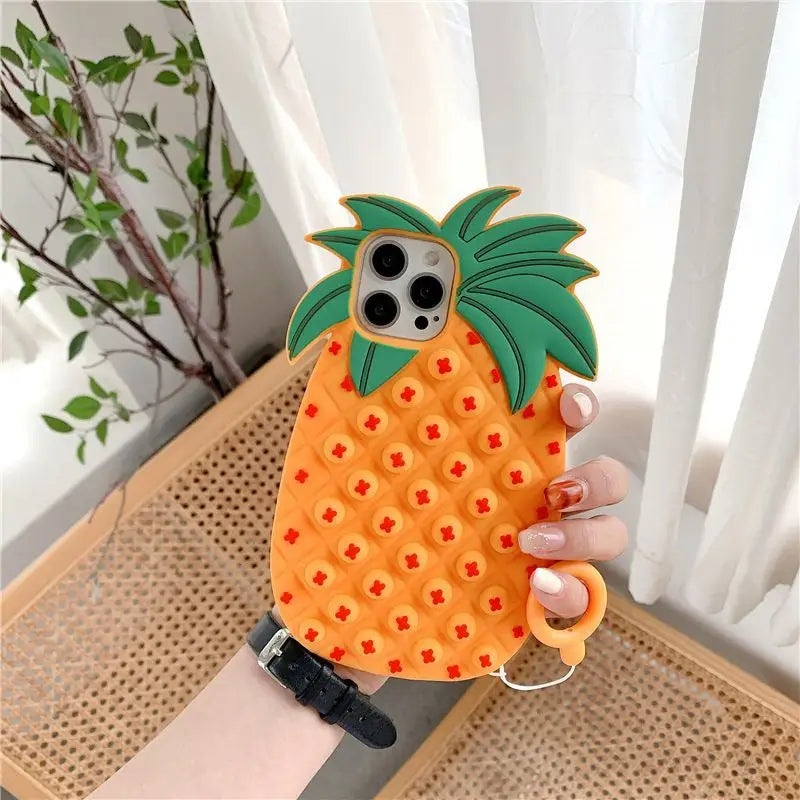 Silicone Pineapple Phone Case - Iphone 7 / 7 Plus / 8 / 8 Plus / X / Xs / Xs Max / Xr / 11 / 11 Pro / 11 Pro Max / 12 / 12 Pro / 12 Pro Max-1