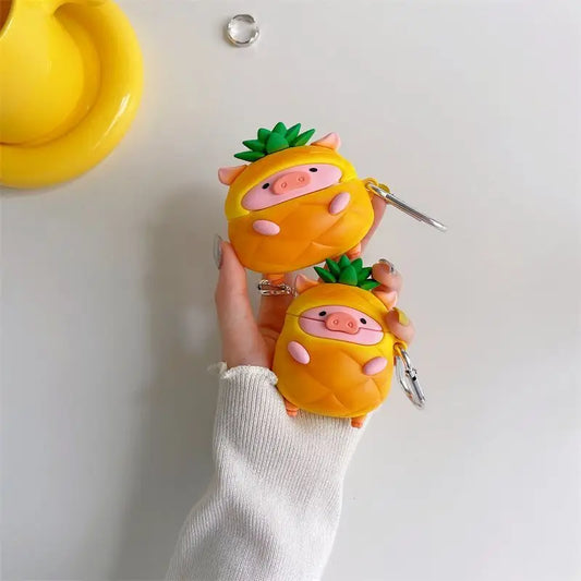 Silicone Pineapple Pig AirPods Earphone Case Skin B254 - 