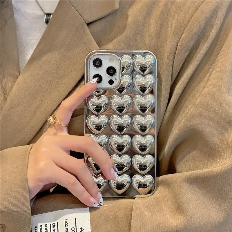Silver Hearts iPhone Case W038 - iphone case