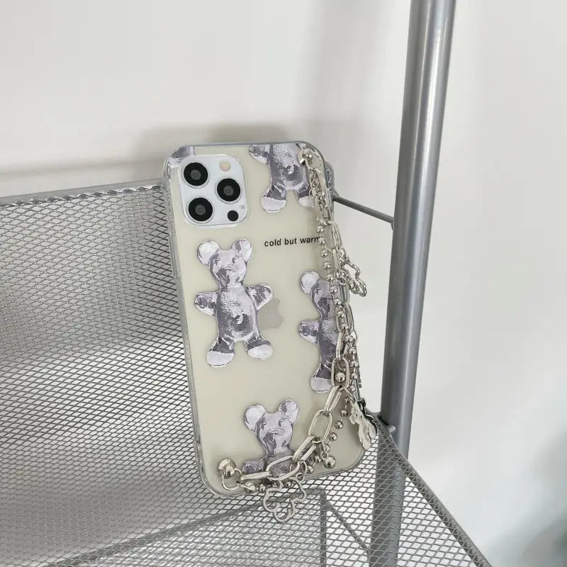 Silvery Chain With Bear Pendant iPhone Case BP208 - iphone 
