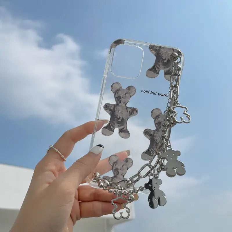 Silvery Chain With Bear Pendant iPhone Case BP208 - iphone 