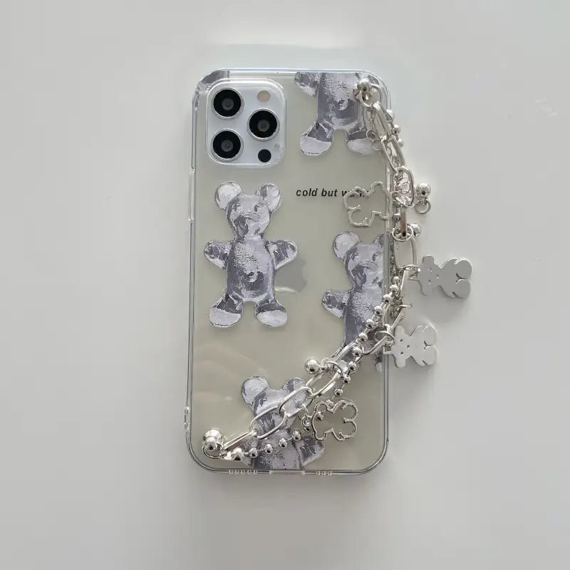Silvery Chain With Bear Pendant iPhone Case BP208 - iphone 