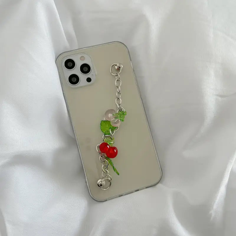 Silvery Chain With Cherry Pendant iPhone Case BP210 - iphone