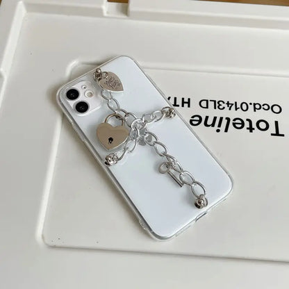 Silvery Chain With Heart Locks iPhone Case BP203 - iphone 