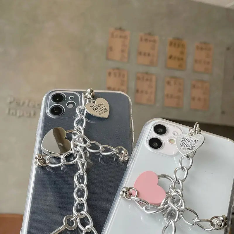 Silvery Chain With Heart Locks iPhone Case BP203 - iphone 