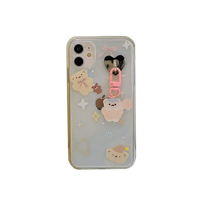 Silvery Heart With Bear Pendant iPhone Case BP205 - iphone 