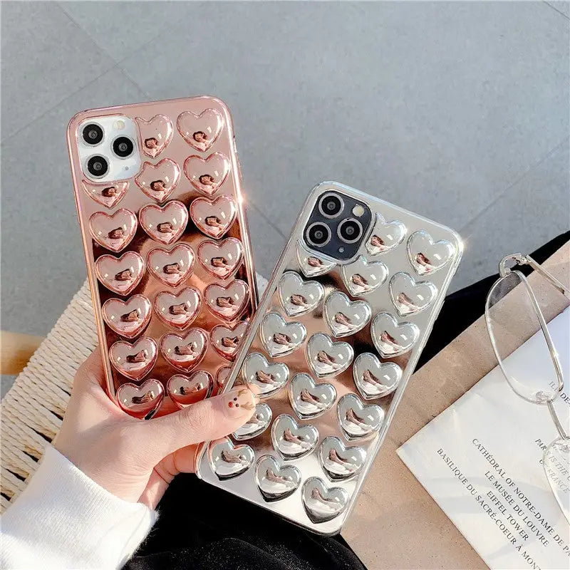Silvery Solid Hearts iPhone Case BP176 - iphone case