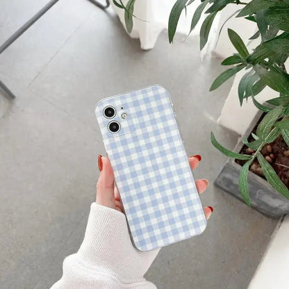 Simple Light Blue Plaid Printing iPhone Case BP138 - iphone 