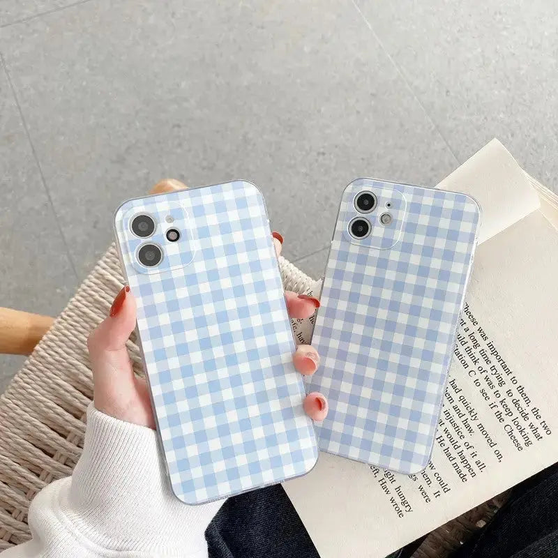 Simple Light Blue Plaid Printing iPhone Case BP138 - iphone 