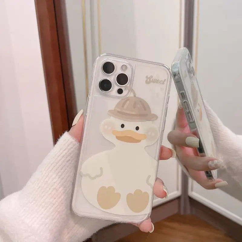 Washing Duck Transparent Cute Phone Cases For iPhone 14 13 11 12 Pro Max Xs  Max XR 7 8 Plus 7Plus
