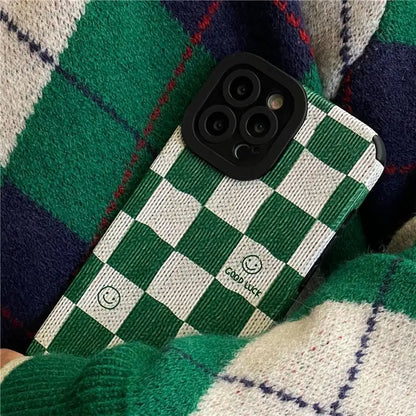 Smiley Face Plaid Phone Case - iPhone 13 Pro Max / 13 Pro / 13 / 12 Pro Max / 12 Pro / 12 / 11 Pro Max / 11 Pro / 11 / XS Max / XR / XS / X / 8 Plus / 7 Plus-4