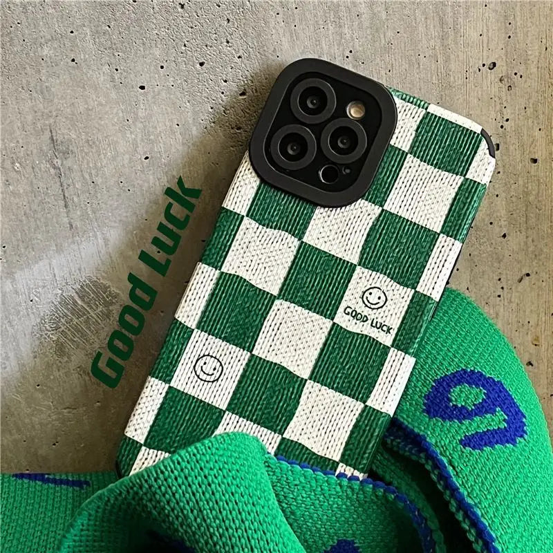 Smiley Face Plaid Phone Case - iPhone 13 Pro Max / 13 Pro / 13 / 12 Pro Max / 12 Pro / 12 / 11 Pro Max / 11 Pro / 11 / XS Max / XR / XS / X / 8 Plus / 7 Plus-12