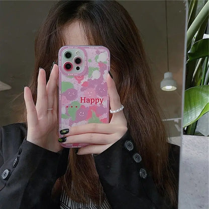 Smiley Face Print Phone Case - iPhone 12 Pro Max / 12 Pro / 12 / 11 Pro Max / 11 Pro / 11 / XS Max / XS / XR / X / 8 Plus / 7 Plus-4