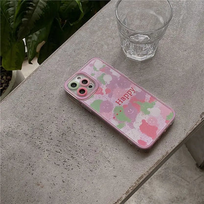 Smiley Face Print Phone Case - iPhone 12 Pro Max / 12 Pro / 12 / 11 Pro Max / 11 Pro / 11 / XS Max / XS / XR / X / 8 Plus / 7 Plus-9