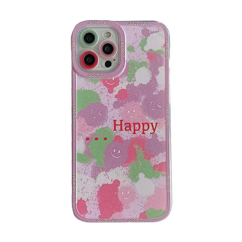 Smiley Face Print Phone Case - iPhone 12 Pro Max / 12 Pro / 12 / 11 Pro Max / 11 Pro / 11 / XS Max / XS / XR / X / 8 Plus / 7 Plus-6