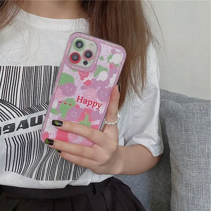 Smiley Face Print Phone Case - iPhone 12 Pro Max / 12 Pro / 12 / 11 Pro Max / 11 Pro / 11 / XS Max / XS / XR / X / 8 Plus / 7 Plus-5