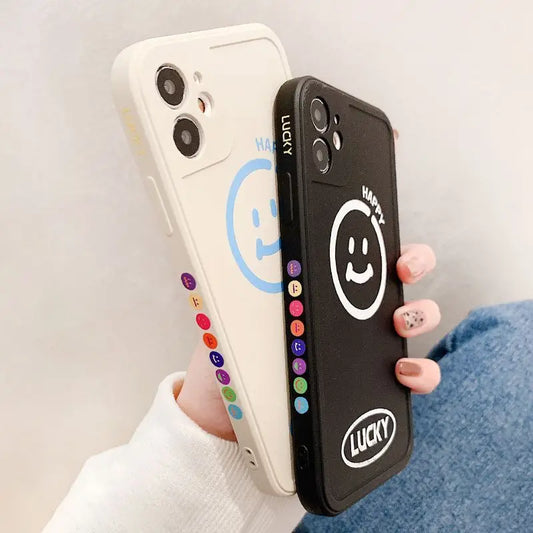 Smiley Print Phone Case - iPhone 12 Pro Max / 12 Pro / 12 / 12 mini / 11 Pro Max / 11 Pro / 11 / SE / XS Max / XS / XR / X / SE 2 / 8 / 8 Plus / 7 / 7 Plus-1