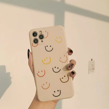 Smiley Print Phone Case - iPhone 12 Pro Max / 12 Pro / 12 / 12 mini / 11 Pro Max / 11 Pro / 11 / SE / XS Max / XS / XR / X / SE 2 / 8 / 8 Plus / 7 / 7 Plus-7