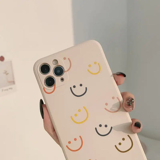 Smiley Print Phone Case - iPhone 12 Pro Max / 12 Pro / 12 / 12 mini / 11 Pro Max / 11 Pro / 11 / SE / XS Max / XS / XR / X / SE 2 / 8 / 8 Plus / 7 / 7 Plus-2