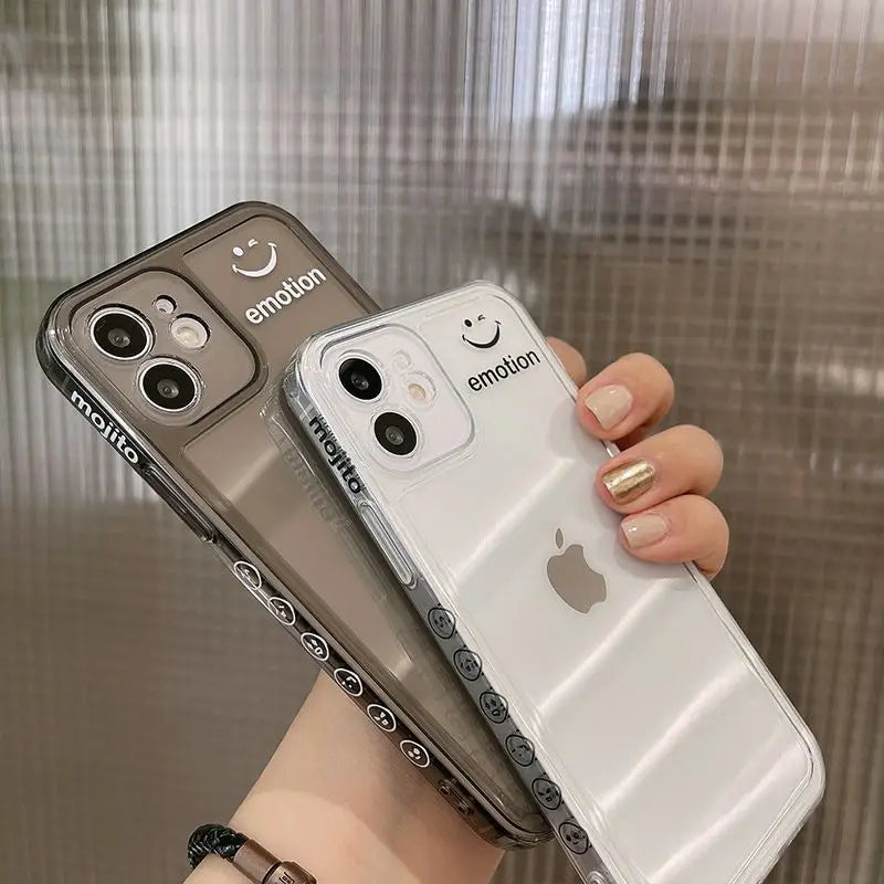 Smiley Print Transparent Phone Case - iPhone 12 Pro Max / 12 Pro / 12 / 12 mini / 11 Pro Max / 11 Pro / 11 / SE / XS Max / XS / XR / X / SE 2 / 8 / 8 Plus / 7 / 7 Plus-12