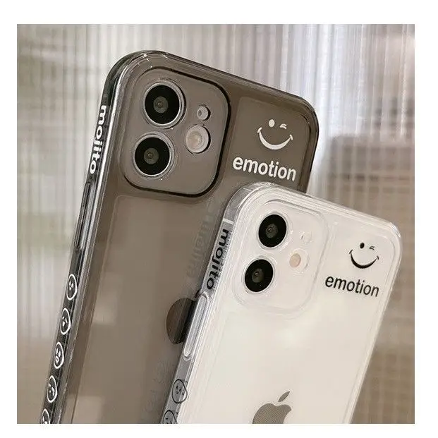 Smiley Print Transparent Phone Case - iPhone 12 Pro Max / 12 Pro / 12 / 12 mini / 11 Pro Max / 11 Pro / 11 / SE / XS Max / XS / XR / X / SE 2 / 8 / 8 Plus / 7 / 7 Plus-7