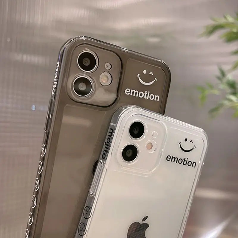 Smiley Print Transparent Phone Case - iPhone 12 Pro Max / 12 Pro / 12 / 12 mini / 11 Pro Max / 11 Pro / 11 / SE / XS Max / XS / XR / X / SE 2 / 8 / 8 Plus / 7 / 7 Plus-1