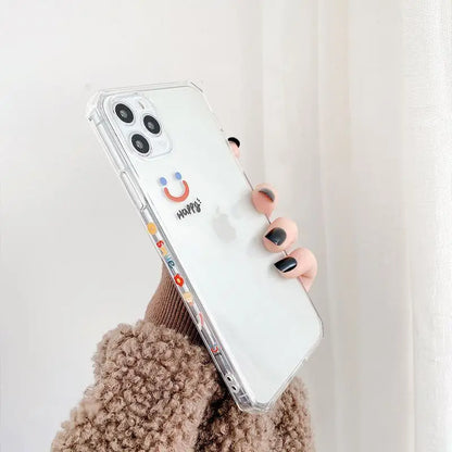 Smiley Print Transparent Phone Case - iPhone 12 Pro Max / 12