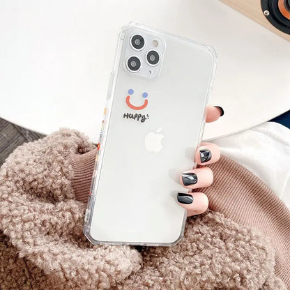 Smiley Print Transparent Phone Case - iPhone 12 Pro Max / 12