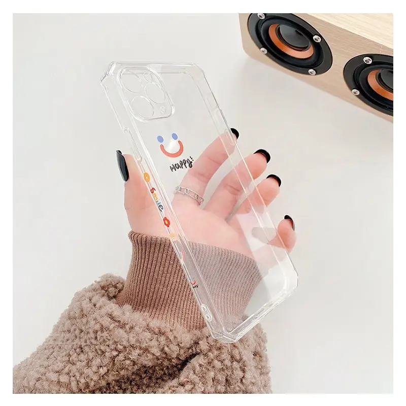 Smiley Print Transparent Phone Case - iPhone 12 Pro Max / 12