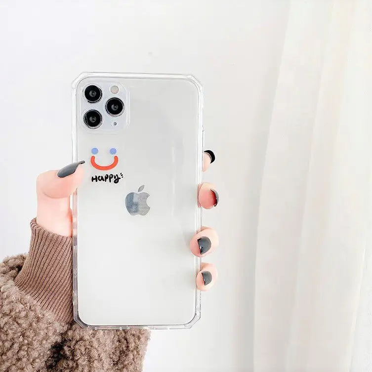 Smiley Print Transparent Phone Case - iPhone 12 Pro Max / 12