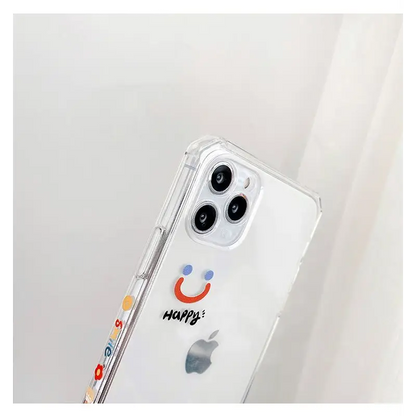 Smiley Print Transparent Phone Case - iPhone 12 Pro Max / 12