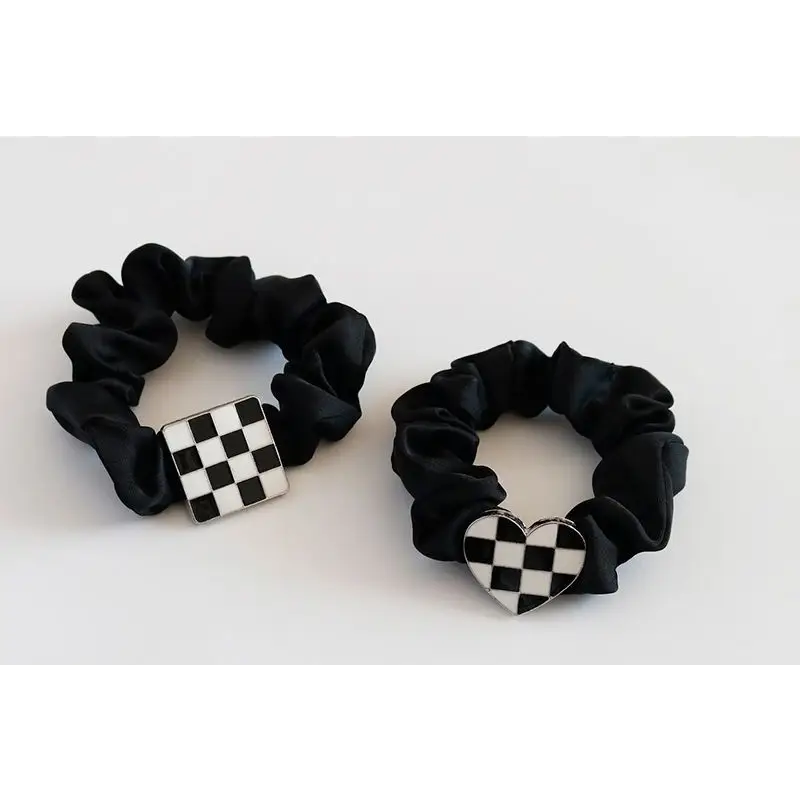 Square Checker Alloy Scrunchie HA95 - Hair Fashion 