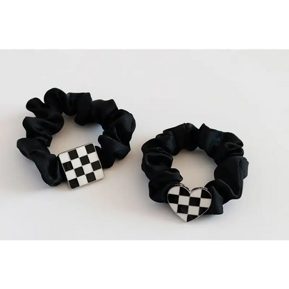 Square Checker Alloy Scrunchie HA95 - Hair Fashion 