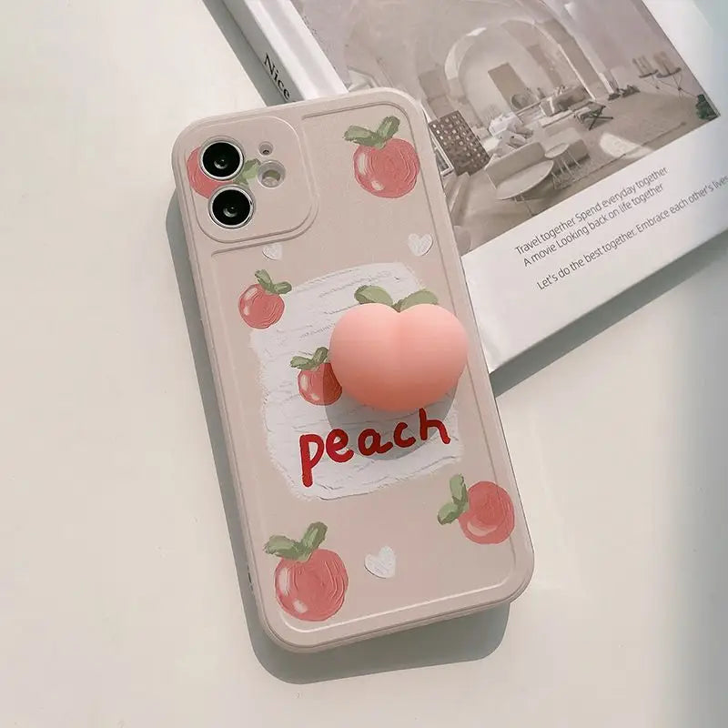 Squishy Peach Phone Case - iPhone 12 Pro Max / 12 Pro / 12 / 12 mini / 11 Pro Max / 11 Pro / 11 / SE / XS Max / XS / XR / X / SE 2 / 8 / 8 Plus / 7 / 7 Plus-2