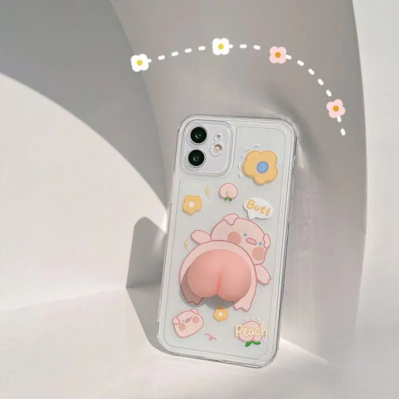 Squishy Pig Butt Phone Case - iPhone 12 Pro Max / 12 Pro / 12 / 12 mini / 11 Pro Max / 11 Pro / 11 / SE / XS Max / XS / XR / X / SE 2 / 8 / 8 Plus / 7 / 7 Plus-3