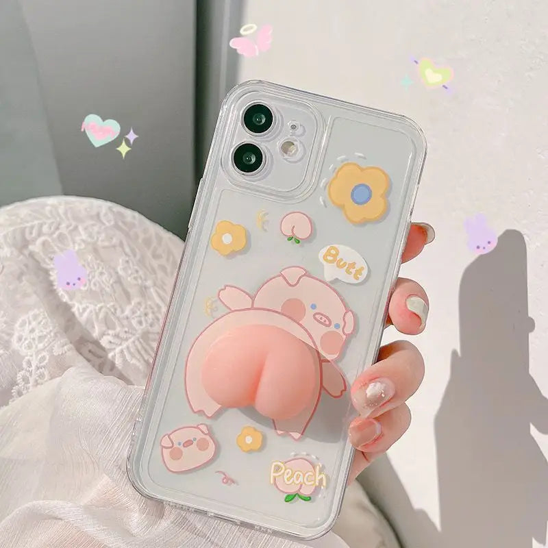 Squishy Pig Butt Phone Case - iPhone 12 Pro Max / 12 Pro / 12 / 12 mini / 11 Pro Max / 11 Pro / 11 / SE / XS Max / XS / XR / X / SE 2 / 8 / 8 Plus / 7 / 7 Plus-8