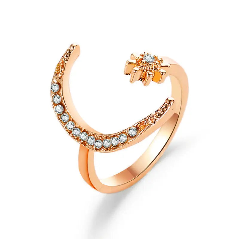 star moon open ring - Gold - Rings