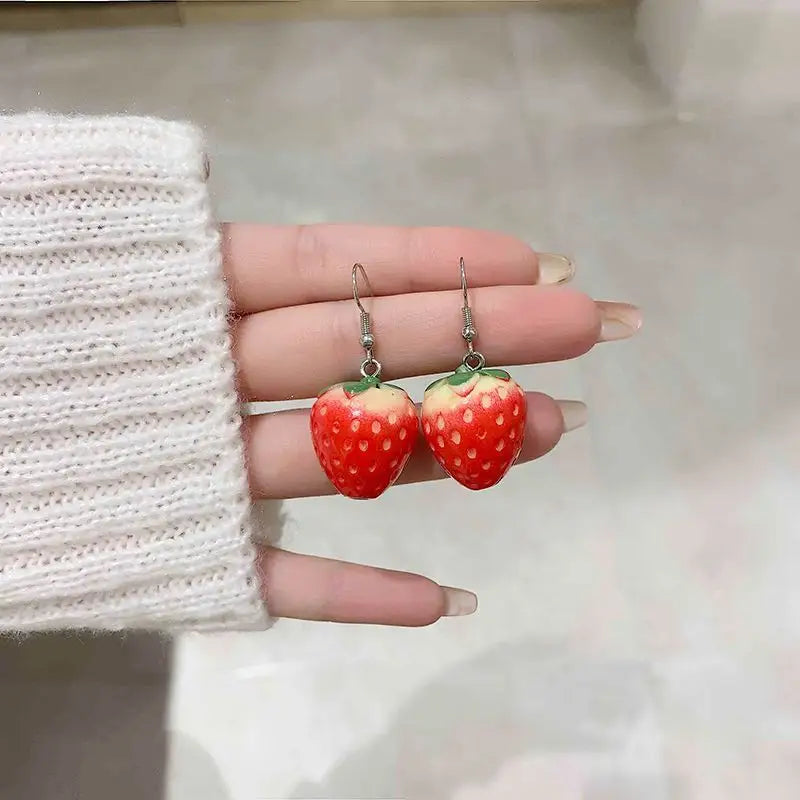 Strawberry Acrylic Dangle Earring - Fancy Earrings