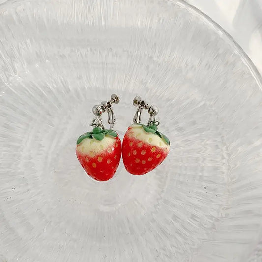Strawberry Acrylic Dangle Earring - Fancy Earrings