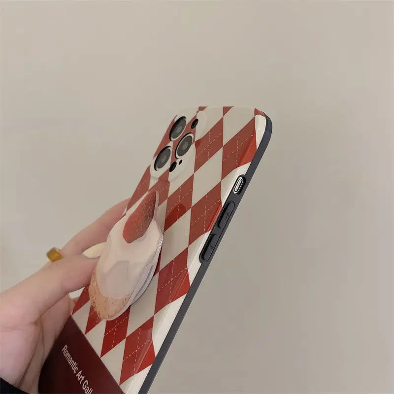 Strawberry Cake Argyle iPhone Case BP330 - iphone case