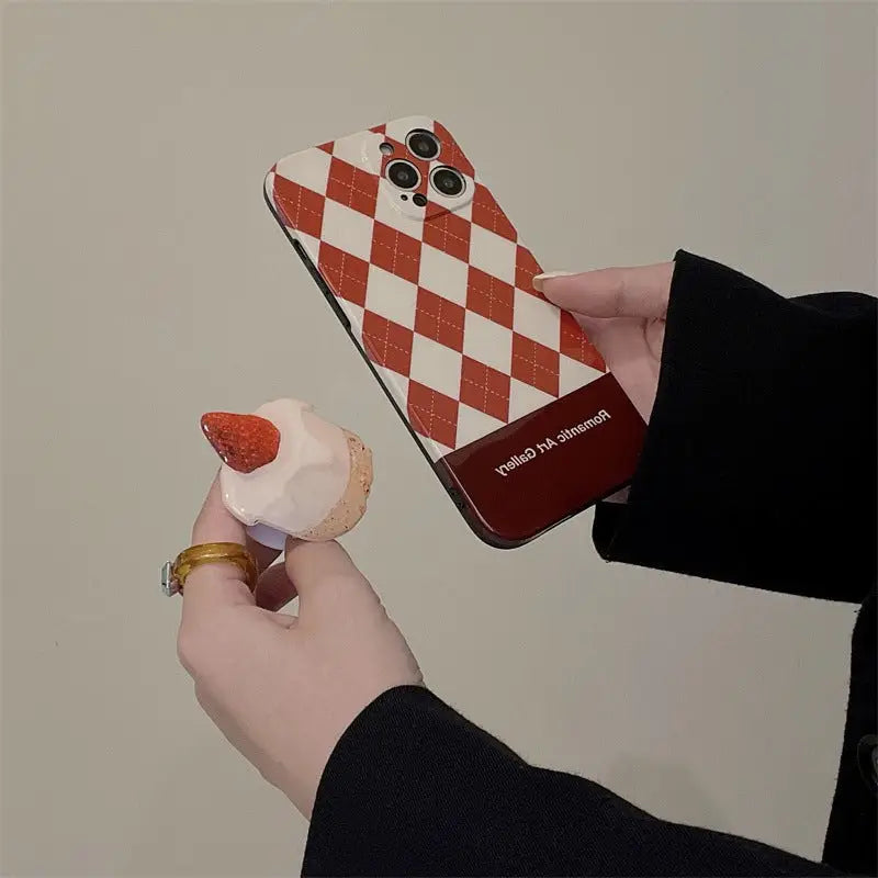 Strawberry Cake Argyle iPhone Case BP330 - iphone case