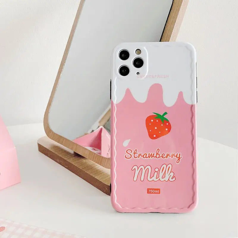 Strawberry / Milk Print Phone Case - iPhone 11 Pro Max / 11 