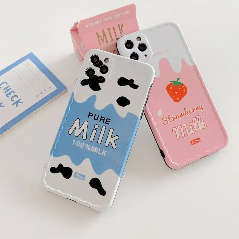 Strawberry / Milk Print Phone Case - iPhone 11 Pro Max / 11 