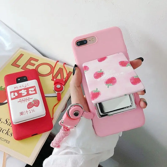 Strawberry Print Mirrored Phone Case - iPhone 11 Pro Max / 11 Pro / 11 / SE / XS Max / XS / XR / X / SE 2 / 8 / 8 Plus / 7 / 7 Plus-1