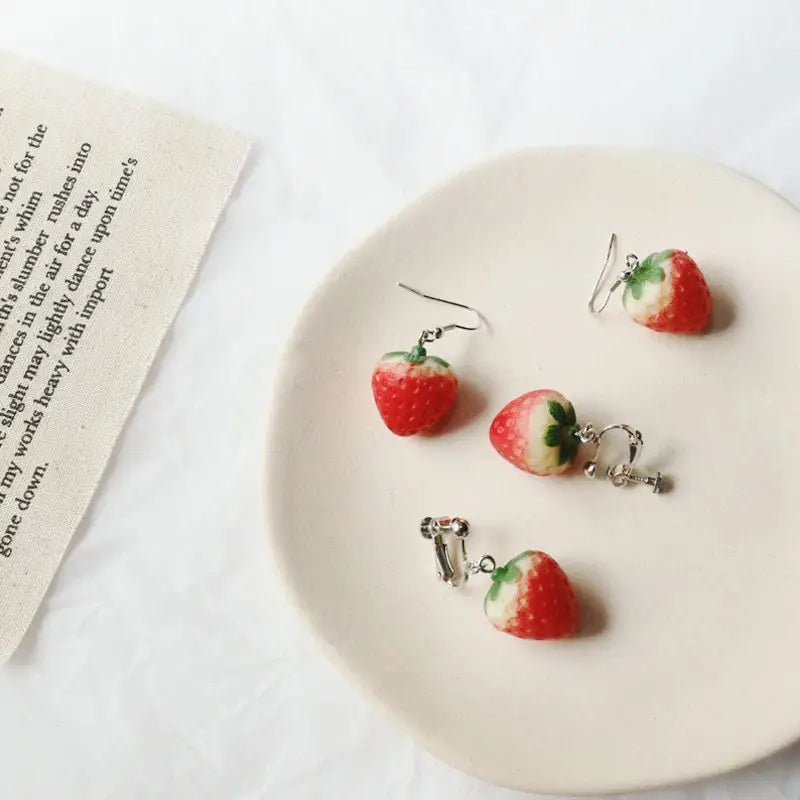 Strawberry Resin Drop Earring Wd12 - Fancy Earrings