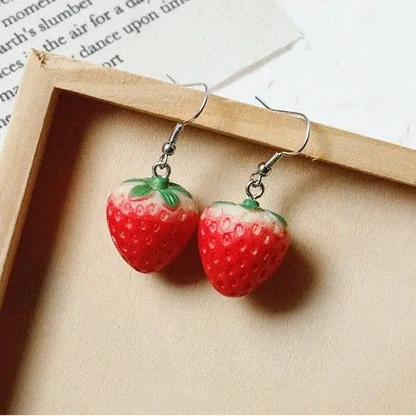 Strawberry Resin Drop Earring Wd12 - Fancy Earrings