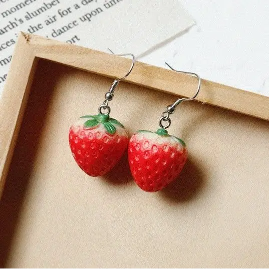 Strawberry Resin Drop Earring Wd12 - Fancy Earrings